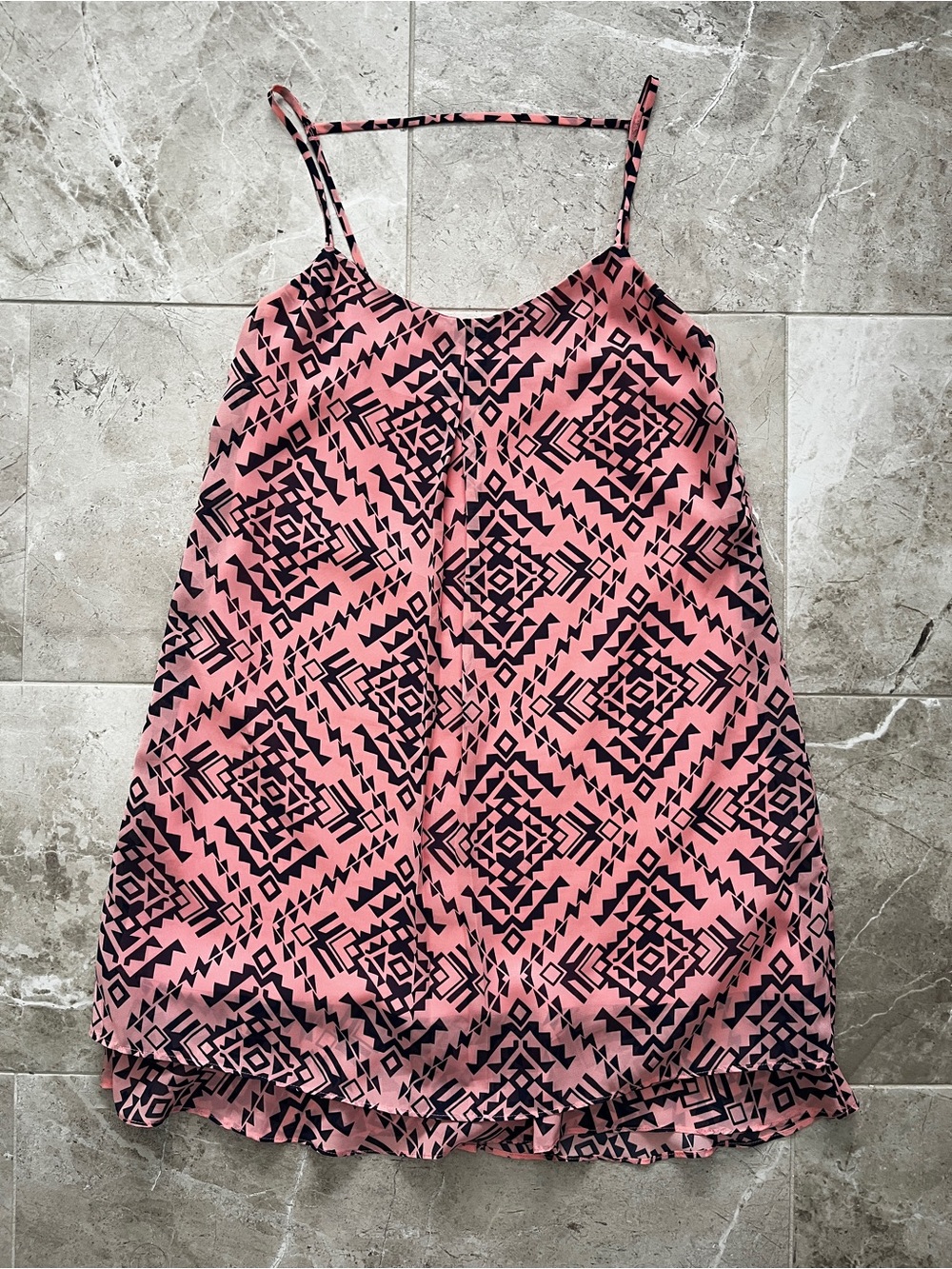 City Triangles Pink and Navy Geometric Cami